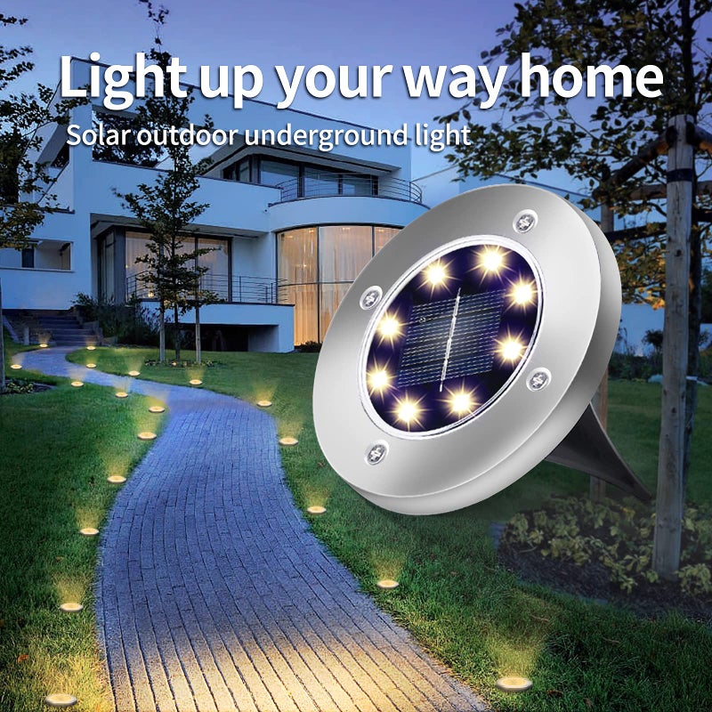 Aogist Solar Ground Lights - 12 Pack, 8 LED, Waterproof Outdoor Disk Lights for Pathway, Yard, Walkway, Patio, Lawn Path (Warm White) - Image 2